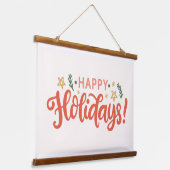 Feierliches Happy Holidays Design Wandteppich Mit Holzrahmen (Gewinkelt)
