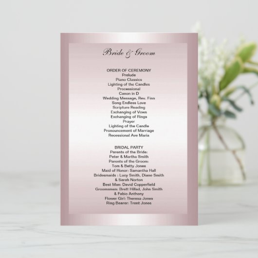 Feierliches Hochzeitsprogramm Programm (Stehend Vorderseite)