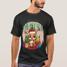 Feierliches Lächeln Eichhörnchen in Weihnachtsmann T-Shirt