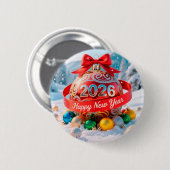 Feierliches Neues Jahr 2026 Button (Vorne & Hinten)