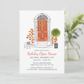 Feierliches Orange Dog Holiday Open House Einladung (Stehend Vorderseite)