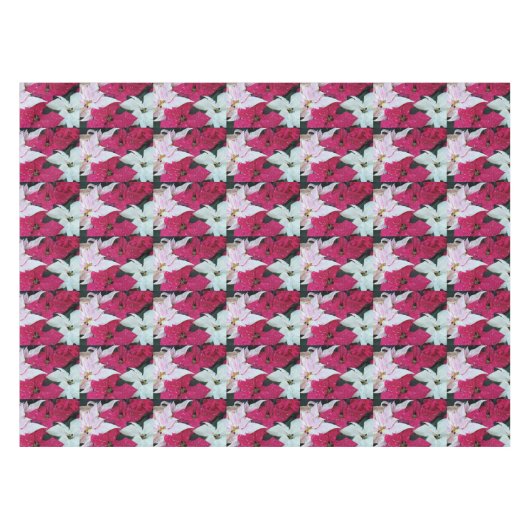 Feierliches Poinsettias Pattern Urlaub Tischdecke (Vorderseite (Horizontal))