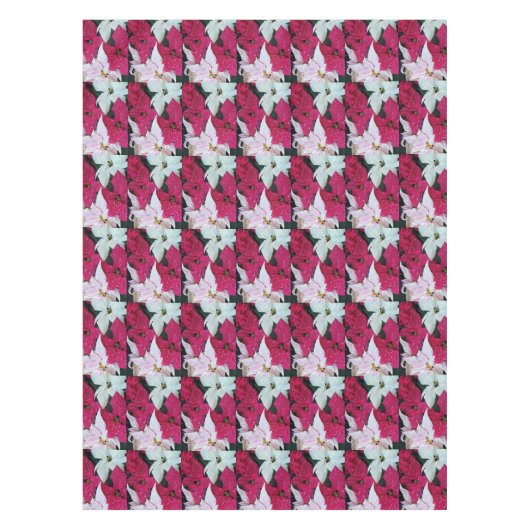 Feierliches Poinsettias Pattern Urlaub Tischdecke (Vorderseite)