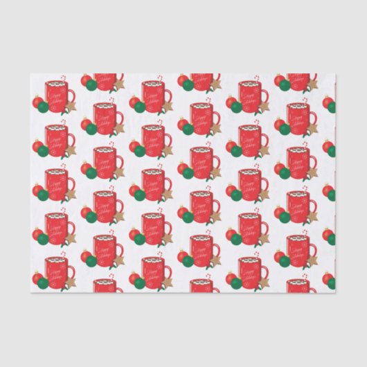 Feierliches Red Cocoa Cup Muster Holiday Tissue Pa Seidenpapier (Vorderseite)