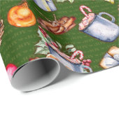 Feierliches Retro-Grün Weihnachtsmuster Geschenkpapier (Rolleneckpunkt)