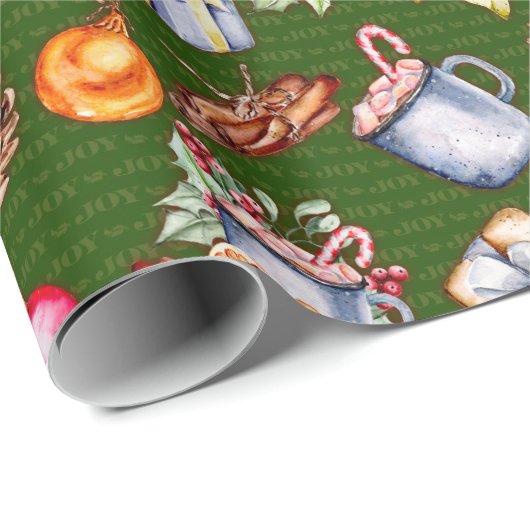 Feierliches Retro-Grün Weihnachtsmuster Geschenkpapier (Rolleneckpunkt)