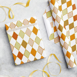 Feierliches Retro Orange Beige Diamant Muster Geschenkpapier