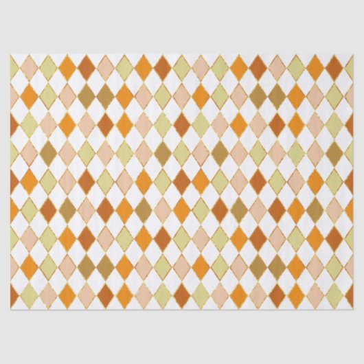 Feierliches Retro Orange Beige Diamant Muster Seidenpapier (Vorderseite)