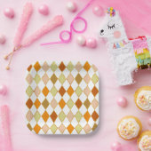 Feierliches Retro Orange Beige Weißes Diamant Must Pappteller (Party)