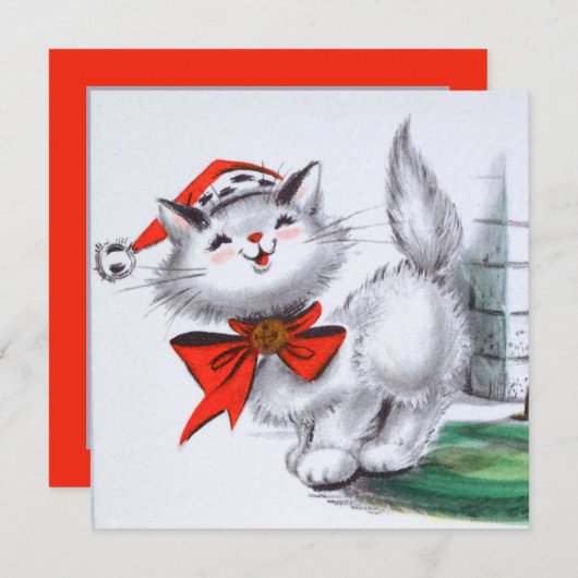 Feierliches Retro-Party Weihnachtskatzengebäck Einladung (Vorne/Hinten)