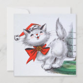 Feierliches Retro-Party Weihnachtskatzengebäck Einladung (Vorderseite)