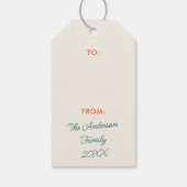 Feierliches Retro-Weihnachtsliegemuster Geschenkanhänger (Rückseite)