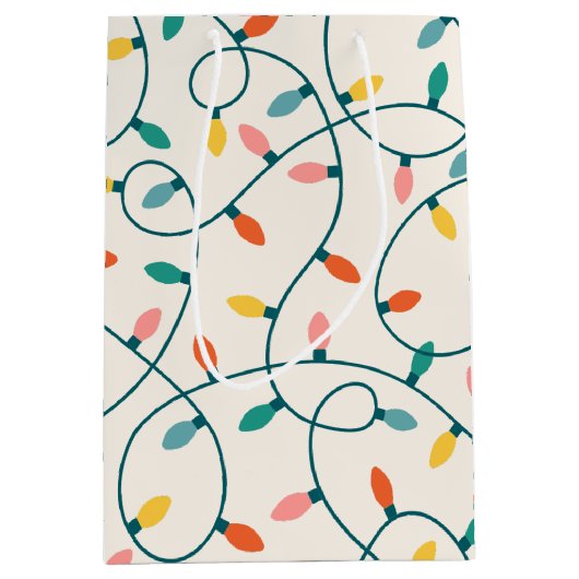 Feierliches Retro-Weihnachtsliegemuster Mittlere Geschenktüte (Vorderseite)