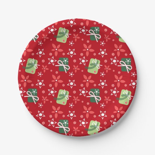 Feierliches Rot Pappteller (Vorderseite)