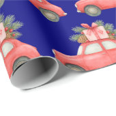 Feierliches Rotes Auto | Weihnachtsgeschenke Urlau Geschenkpapier (Rolleneckpunkt)