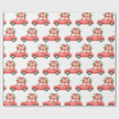 Feierliches Rotes Auto | Weihnachtsgeschenke Urlau Geschenkpapier (Flach)