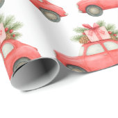 Feierliches Rotes Auto | Weihnachtsgeschenke Urlau Geschenkpapier (Rolleneckpunkt)