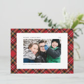 Feierliches Rotes Kariertes Muster Frohe Weihnacht (Stehend Vorderseite)
