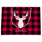 Feierliches Rotes Kariertes Muster Weihnachten Große Geschenktüte (Vorderseite)