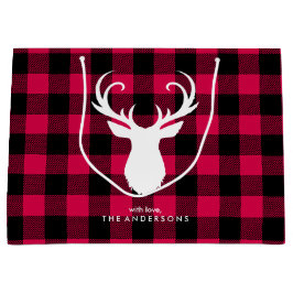 Feierliches Rotes Kariertes Muster Weihnachten Große Geschenktüte