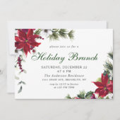 Feierliches Rotes Poinsettia Weihnachtsfest Brunch Einladung (Vorderseite)
