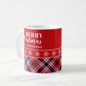 Feierliches Rotes Tartan Kariertes Personalisierte Kaffeetasse (Vorderseite Links)
