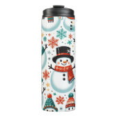 Feierliches Schneemann mit farbenprächtigem Winter Thermosbecher (Vorderseite)