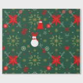 Feierliches Schneemann und Schneeflockenmuster Geschenkpapier (Flach)