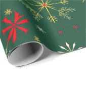 Feierliches Schneemann und Schneeflockenmuster Geschenkpapier (Rolleneckpunkt)