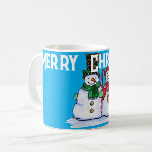 Feierliches Schneepaar mit Zuckerrohr Kaffeetasse