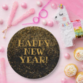 Feierliches Schwarz-Gold-Glitzer-Fest für Neues Ja Pappteller (Party)