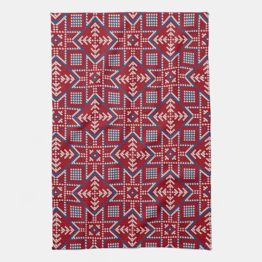 Feierliches skandinavisches Sweatermuster Geschirrtuch (Vertikal)