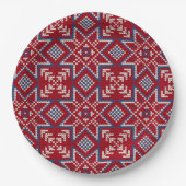 Feierliches skandinavisches Sweatermuster Pappteller (Vorderseite)