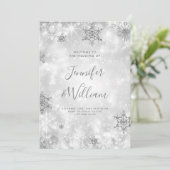 Feierliches Sparkle Silver Winter Wedding Menü Einladung (Stehend Vorderseite)