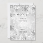 Feierliches Sparkle Silver Winter Wedding Menü Einladung (Rückseite)