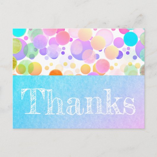 Feierliches und farbenfrohes Party "Danke" Postkar Postkarte (Vorderseite)