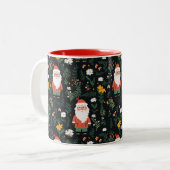 Feierliches Weihnachtsmuster Zweifarbige Tasse (Vorderseite Links)