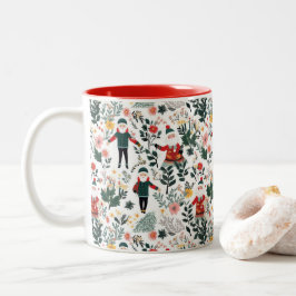 Feierliches Weihnachtsmuster Zweifarbige Tasse