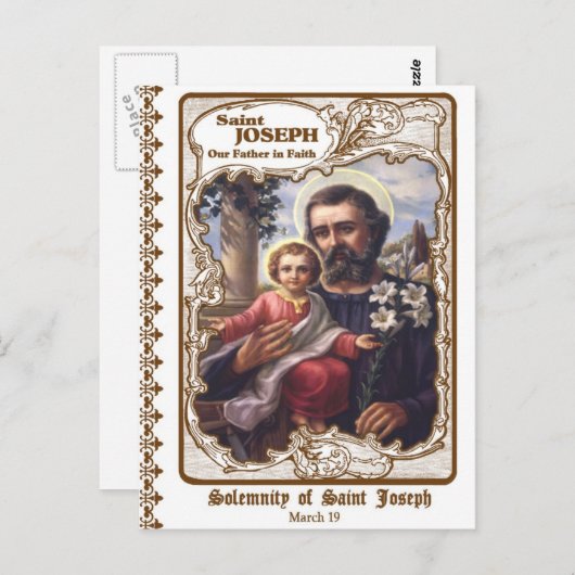 Feierlichkeit der Postkarte des Heiligen Josef (Vorne/Hinten)