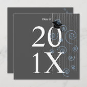 Feierlichkeiten Abschluss Einladung:Blau Einladung (Vorne/Hinten)