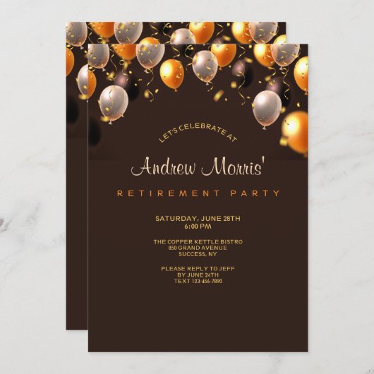 Feierlichkeiten Ballons Einladung (Vorne/Hinten)