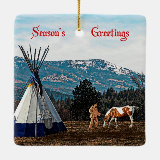 Feierlichkeiten der Saison - Winterzelte Keramikornament (Rückseite)
