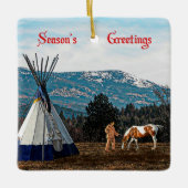 Feierlichkeiten der Saison - Winterzelte Keramikornament (Vorderseite)