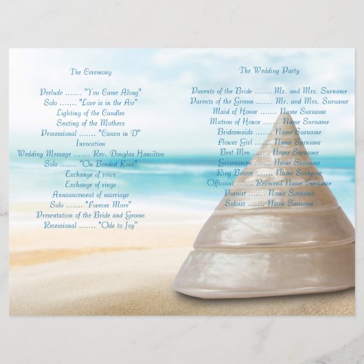 Feierlichkeiten für Hochzeiten am Strand Flyer (Rückseite)