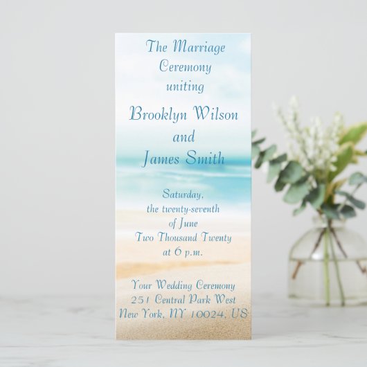 Feierlichkeiten für Hochzeiten am Strand Programm (Stehend Vorderseite)