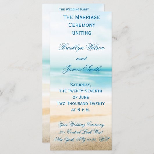 Feierlichkeiten für Hochzeiten am Strand Programm (Vorne/Hinten)