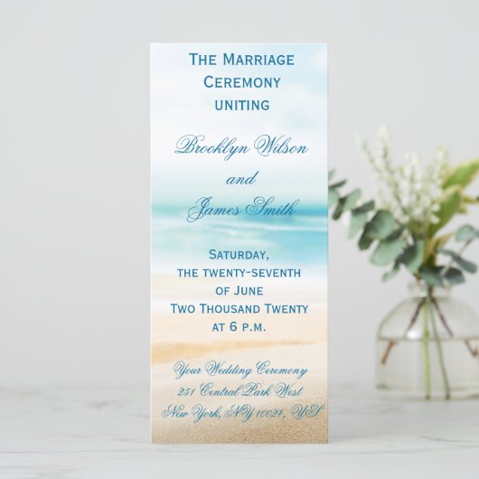 Feierlichkeiten für Hochzeiten am Strand Programm (Stehend Vorderseite)