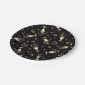 Feierlichkeiten Gold & Black Cocktails & Stars Pappteller (Schrägansicht)