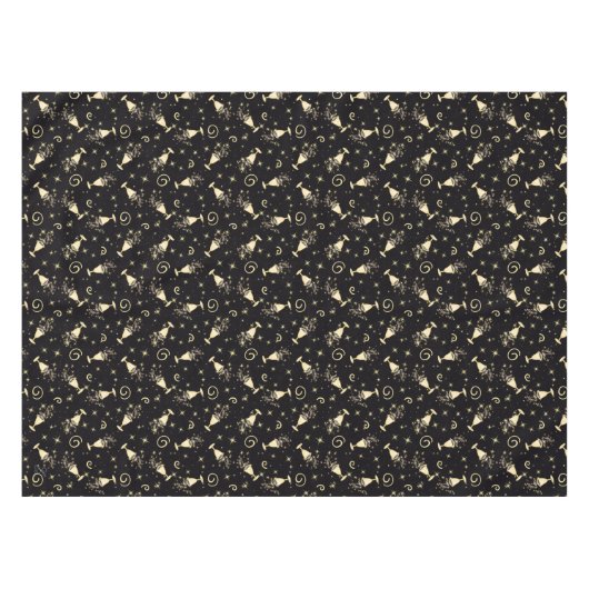 Feierlichkeiten Gold & Black Cocktails & Stars Tischdecke (Vorderseite (Horizontal))