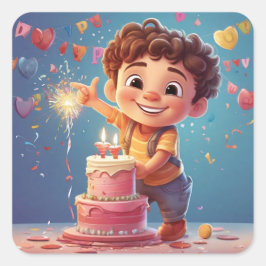 Feierlichkeiten: Herzliche Geburtstagsgrüße Quadratischer Aufkleber